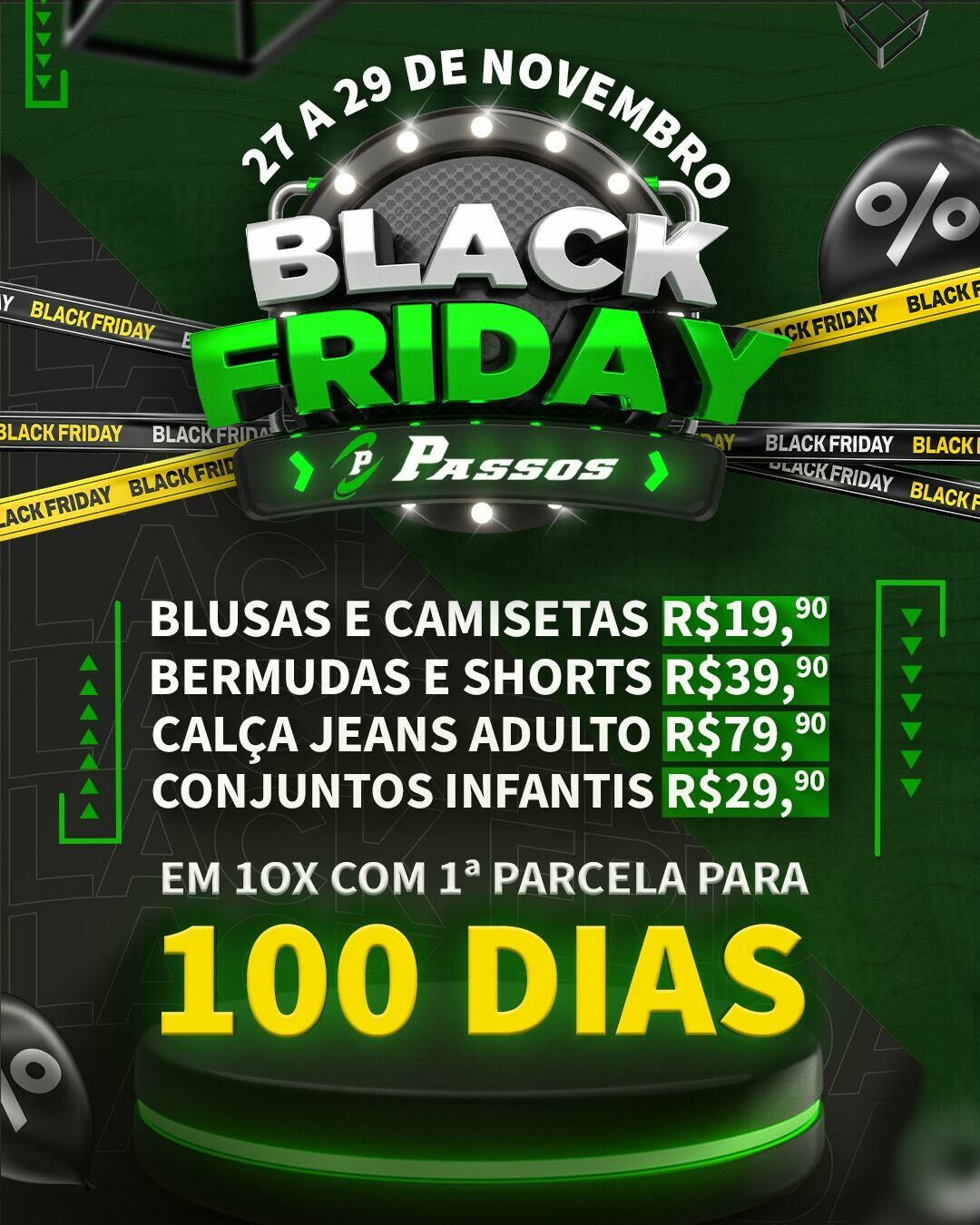 Imagem de compartilhamento para o artigo BLACK FRIDAY PASSOS chega a Costa Rica com até 80% off nos dias 27, 28 e 29 de novembro, roupas a partir de R$19,90 da MS Todo dia
